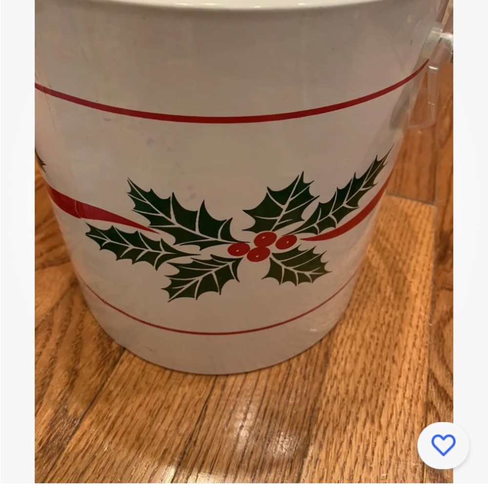 Vintage vinyl Holly Ice Bucket With Lid & Clear handle. - Picture 5 of 9